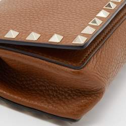 Pre Owned Valentino Tan Leather Rockstud Chain Clutch