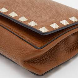 Pre Owned Valentino Tan Leather Rockstud Chain Clutch