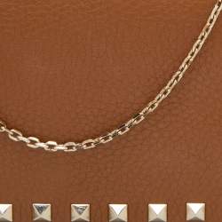 Pre Owned Valentino Tan Leather Rockstud Chain Clutch