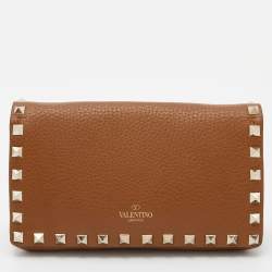 Pre Owned Valentino Tan Leather Rockstud Chain Clutch