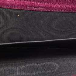 Pre Owned Valentino Fuchsia Snake Leather Crystal Catch Flap Wallet