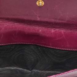 Pre Owned Valentino Fuchsia Snake Leather Crystal Catch Flap Wallet