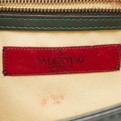 Pre Owned Valentino Green Leather Small Rockstud Glam Lock Flap Bag