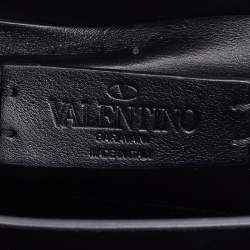 Valentino Black Leather Flap Rockstud Top Handle Bag