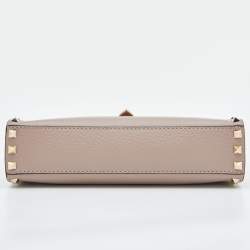 Pre Owned Valentino Pink Leather Rockstud Flap Crossbody Bag