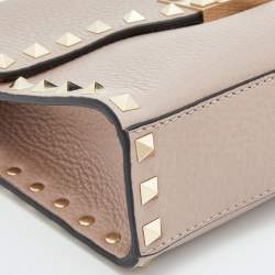 Pre Owned Valentino Pink Leather Rockstud Flap Crossbody Bag