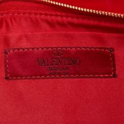 Pre Owned Valentino Red Satin Pleated Bow Clutch