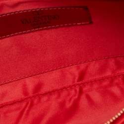 Pre Owned Valentino Red Satin Pleated Bow Clutch