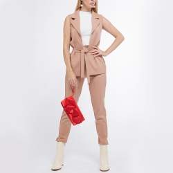 Pre Owned Valentino Red Satin Pleated Bow Clutch