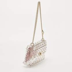 Pre Owned  Valentino Clear/Red PVC Medium Rockstud Spike Top Handle Bag