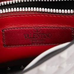 Pre Owned Valentino White Leather Rockstud Spike Top Handle Bag