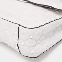 Pre Owned Valentino White Leather Rockstud Spike Top Handle Bag