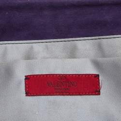 Pre Owned Valentino Purple Patent Leather Ruffle Chain Clutch