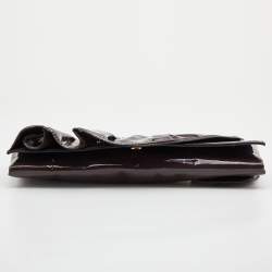 Pre Owned Valentino Purple Patent Leather Ruffle Chain Clutch