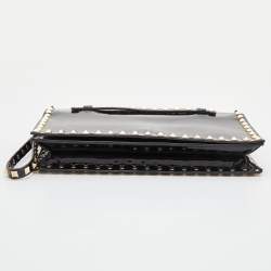 Pre Owned Valentino Black Patent Leather Rockstud Wristlet Clutch