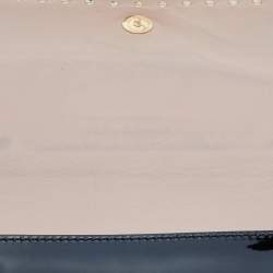 Pre Owned Valentino Black Patent Leather Rockstud Wristlet Clutch