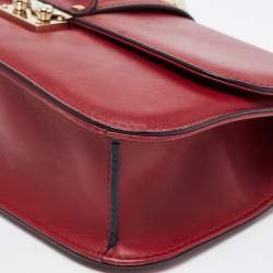 Pre Owned Valentino Red Leather Medium Rockstud Glam Lock Flap Bag