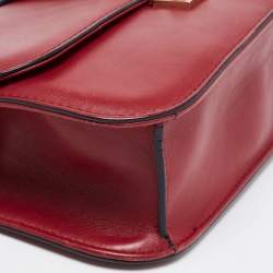 Pre Owned Valentino Red Leather Medium Rockstud Glam Lock Flap Bag