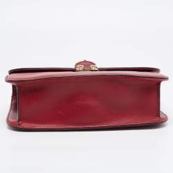 Pre Owned Valentino Red Leather Medium Rockstud Glam Lock Flap Bag