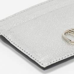 Pre Owned Valentino Silver Leather V-Logo Card Holder