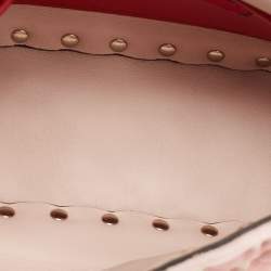 Pre Owned Valentino Pink Quilted Velvet Small Rockstud Spike Top Handle Bag