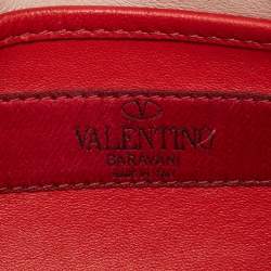 Pre Owned Valentino Pink Quilted Velvet Small Rockstud Spike Top Handle Bag