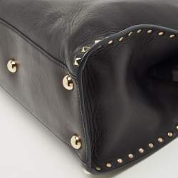 Pre Owned Valentino Black Leather Rockstud Dome Tote