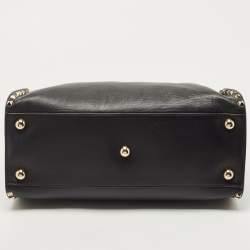 Pre Owned Valentino Black Leather Rockstud Dome Tote