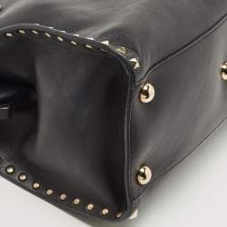 Pre Owned Valentino Black Leather Rockstud Dome Tote