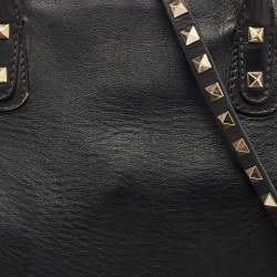 Pre Owned Valentino Black Leather Rockstud Dome Tote