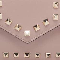Pre Owned Valentino Beige Leather Rockstud Phone Wristlet Pouch
