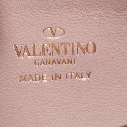 Pre Owned Valentino Beige Leather Rockstud Phone Wristlet Pouch