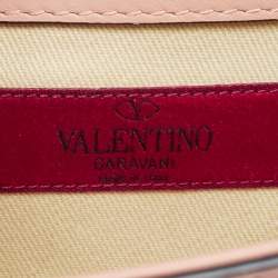 Pre Owned Valentino Beige Leather Rockstud Small Glam Lock Shoulder Bag