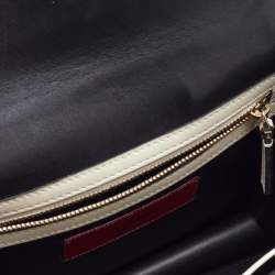 Pre Owned Valentino Off White/Black Leather Small Rockstud Glam Lock Flap Bag