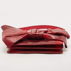Pre Owned Valentino Red Lizard Bow Flap Shoulder Bag