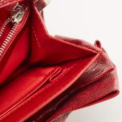 Pre Owned Valentino Red Lizard Bow Flap Shoulder Bag
