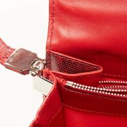 Pre Owned Valentino Red Lizard Bow Flap Shoulder Bag