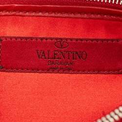 Pre Owned Valentino Red Lizard Bow Flap Shoulder Bag