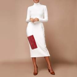 Pre Owned Valentino Red Leather Rockstud Bangle Clutch