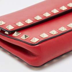 Pre Owned Valentino Red Leather Rockstud Bangle Clutch