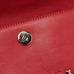 Pre Owned Valentino Red Leather Rockstud Bangle Clutch