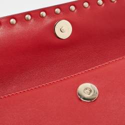 Pre Owned Valentino Red Leather Rockstud Bangle Clutch