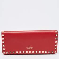 Pre Owned Valentino Red Leather Rockstud Bangle Clutch
