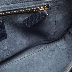Pre Owned Valentino Blue Grain Leather Medium Rockstud Flap Shoulder Bag
