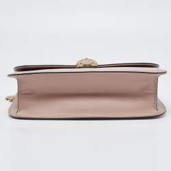 Pre Owned Valentino Beige Leather Large Glam Lock Chain Shoulder Bag