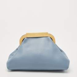 Pre Owned Valentino Light Blue Leather Supervee Clutch
