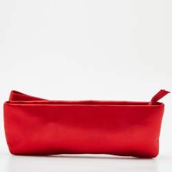 Pre Owned Valentino Red Satin Bow Clutch