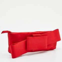 Pre Owned Valentino Red Satin Bow Clutch