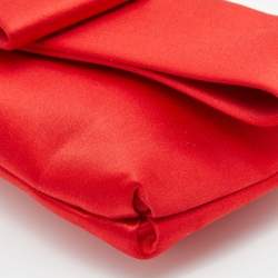 Pre Owned Valentino Red Satin Bow Clutch