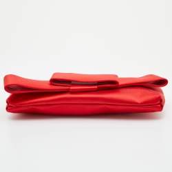 Pre Owned Valentino Red Satin Bow Clutch